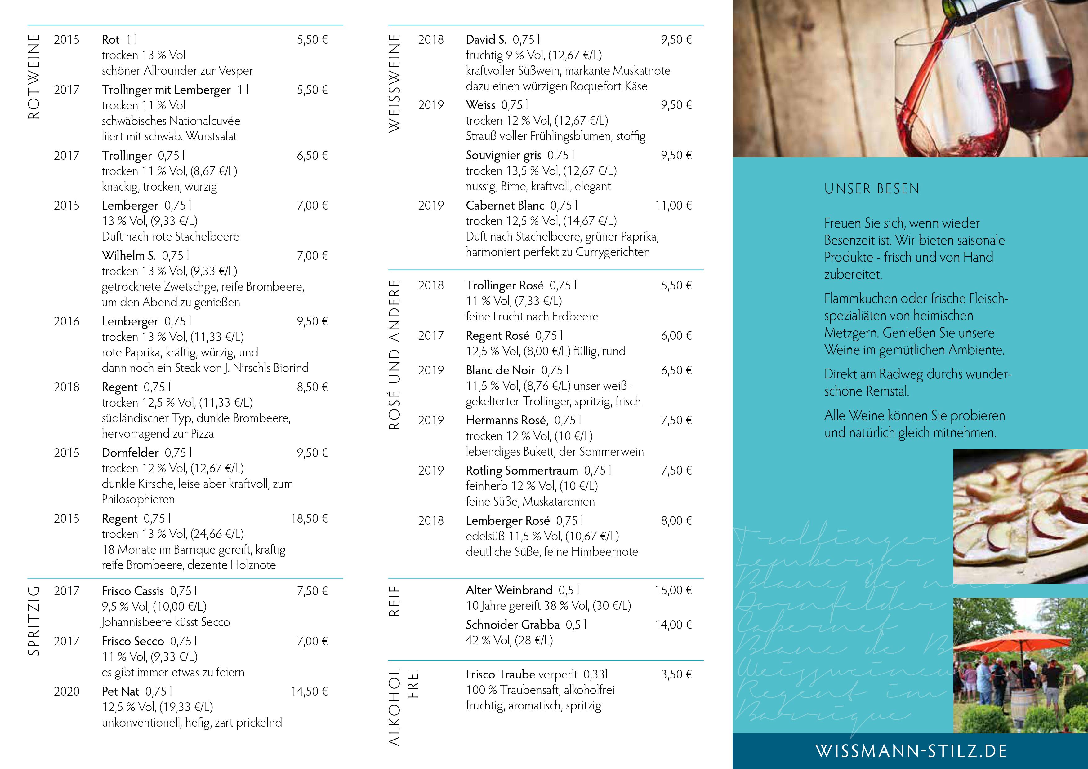 Weinpreisliste